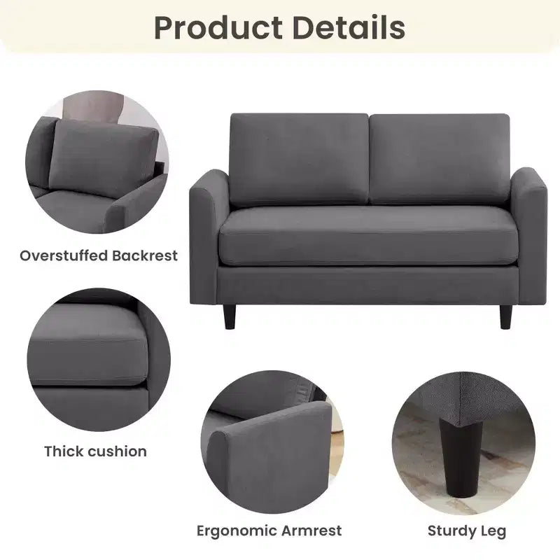 Breathable Soft Fabric Loveseat Sofa for Small Spaces