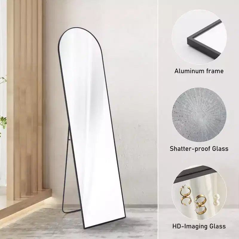 Arched Black Frame Full-Length Wall Mirror, 59"x16"