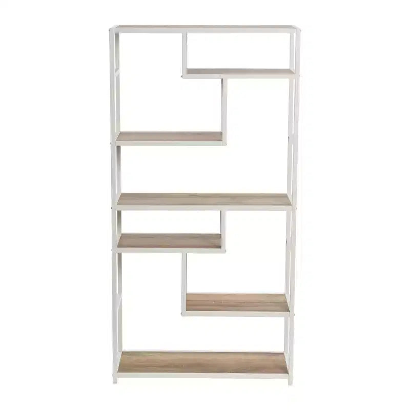 Tall 6-Shelf Open Storage Bookshelf, Industrial Style