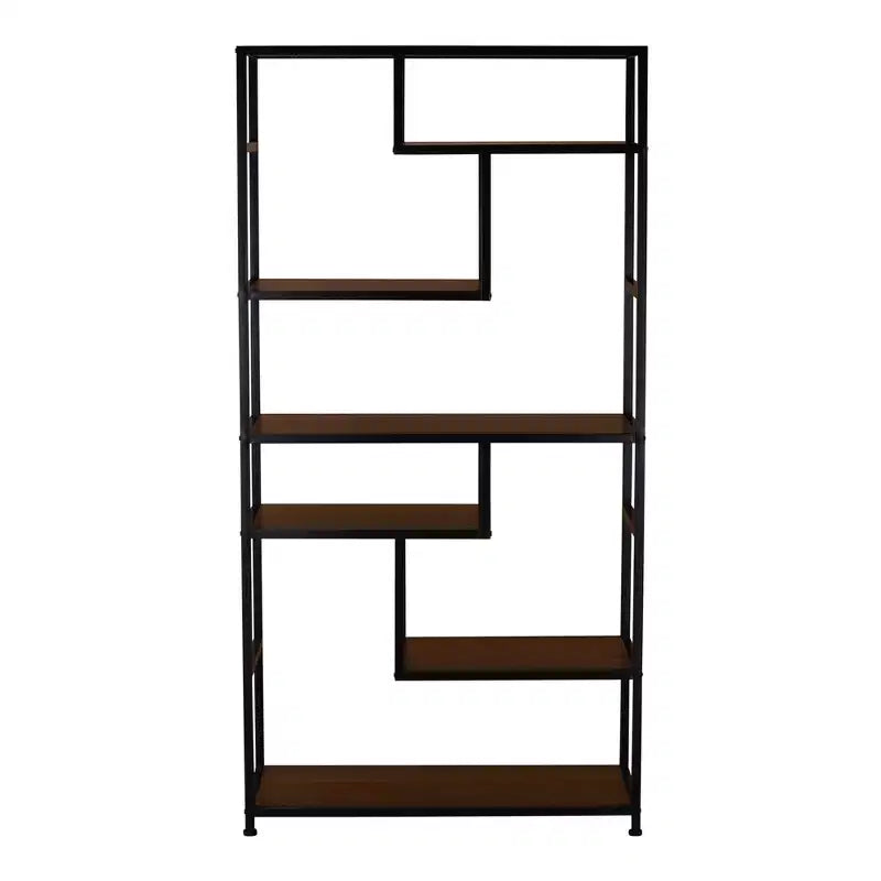 Tall 6-Shelf Open Storage Bookshelf, Industrial Style
