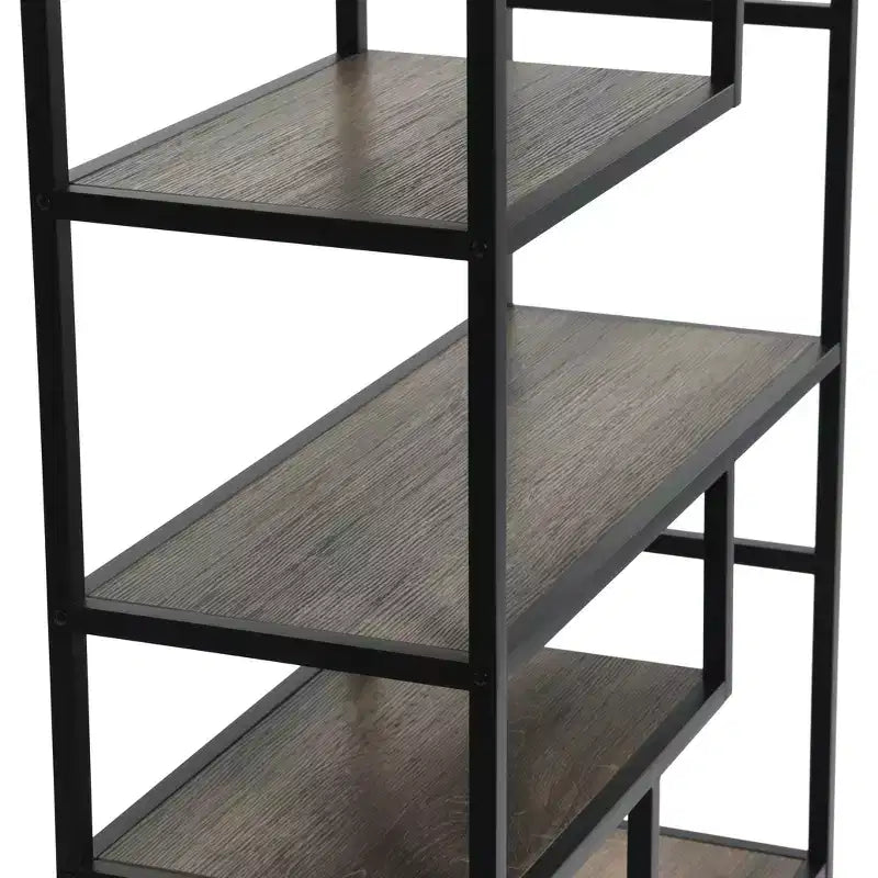 Tall 6-Shelf Open Storage Bookshelf, Industrial Style