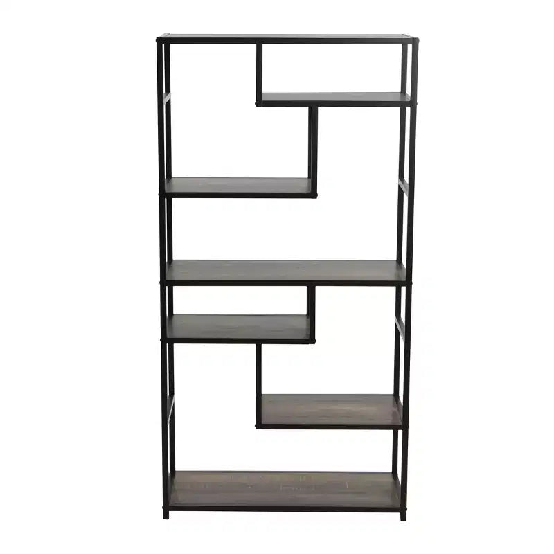 Tall 6-Shelf Open Storage Bookshelf, Industrial Style