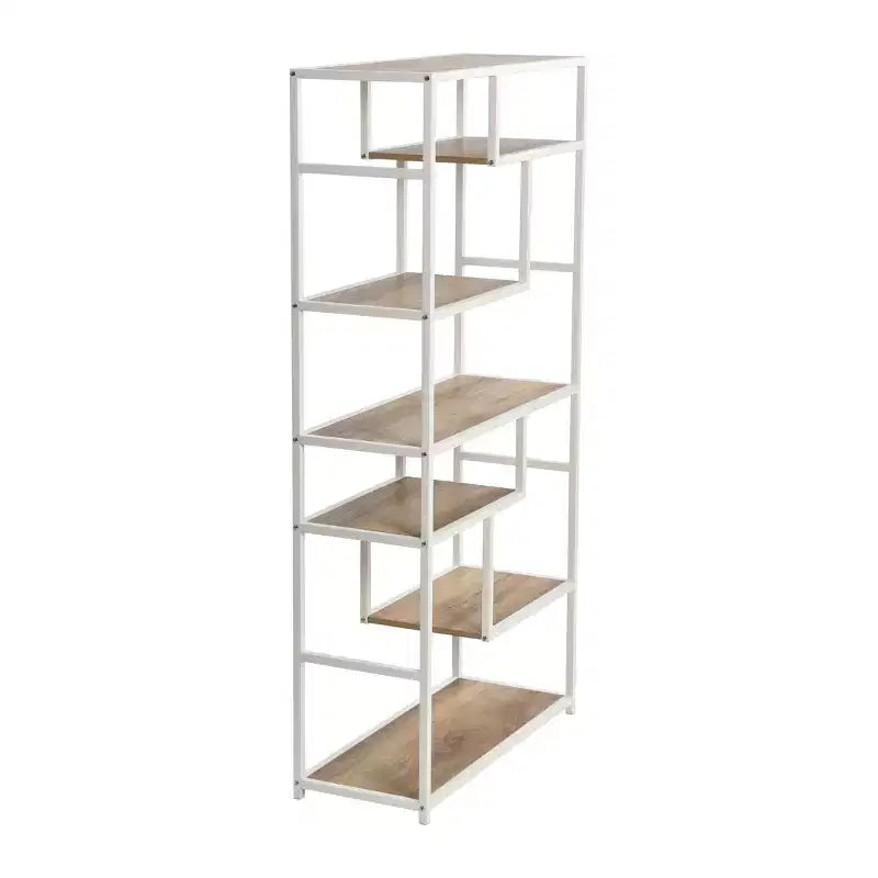 Tall 6-Shelf Open Storage Bookshelf, Industrial Style