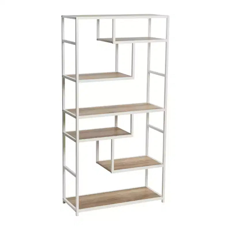 Tall 6-Shelf Open Storage Bookshelf, Industrial Style