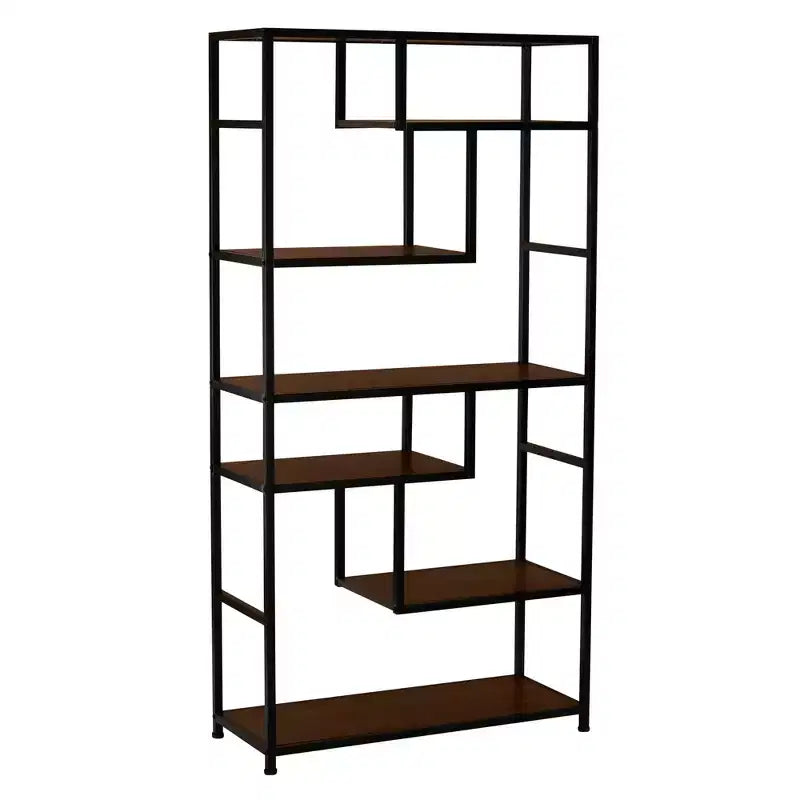 Tall 6-Shelf Open Storage Bookshelf, Industrial Style