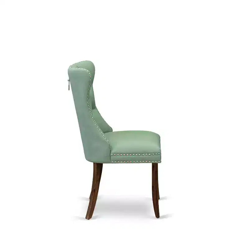 Button Tufted Parsons Dining Chair, Navy Blue Faux Leather