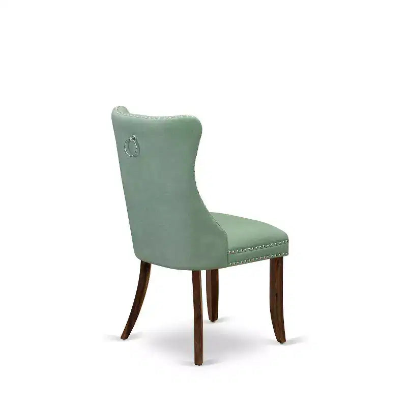 Button Tufted Parsons Dining Chair, Navy Blue Faux Leather