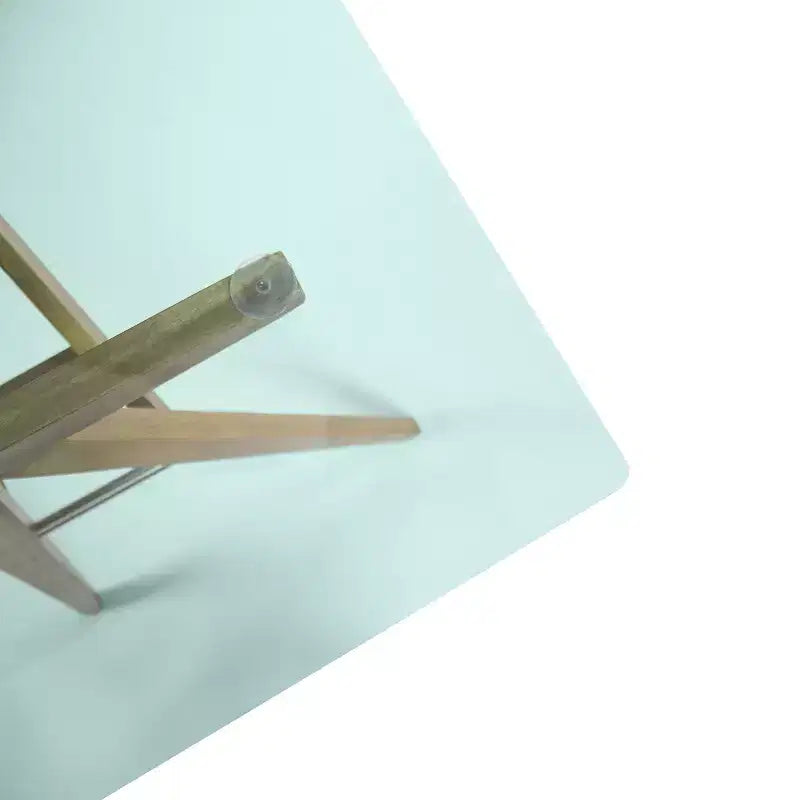 Mid-Century Modern Glass Top Acacia Wood Desk, Natural/Green