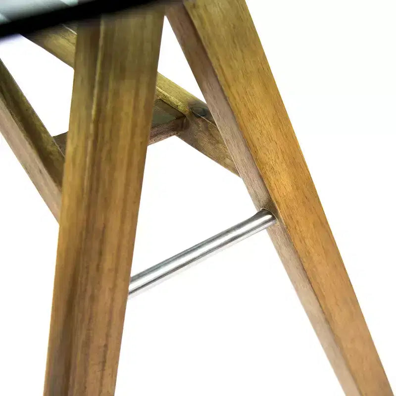 Mid-Century Modern Glass Top Acacia Wood Desk, Natural/Green