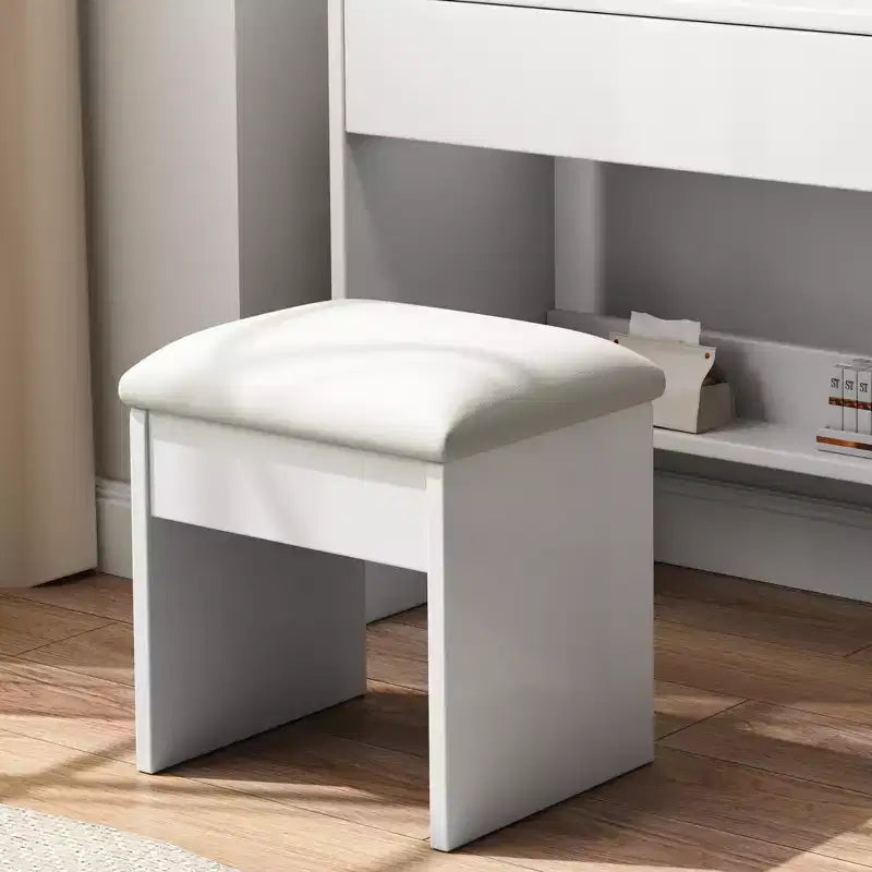 White Makeup Vanity Desk with 3-Mode Lighted Mirror, Drawers and Open Shelves