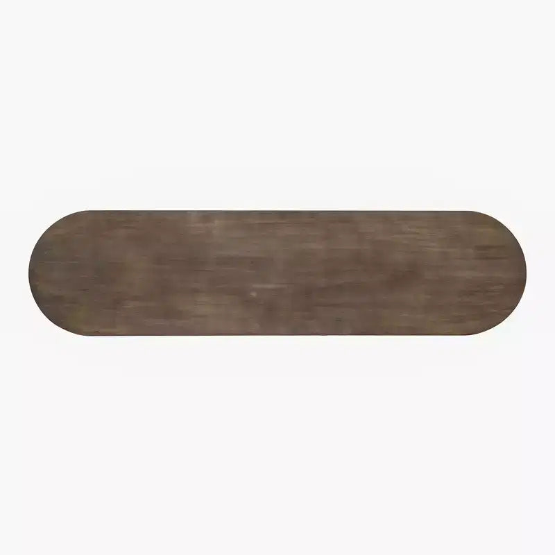 59" Console Table with Curved Fan-Shaped Legs, Natural Oak Veneer