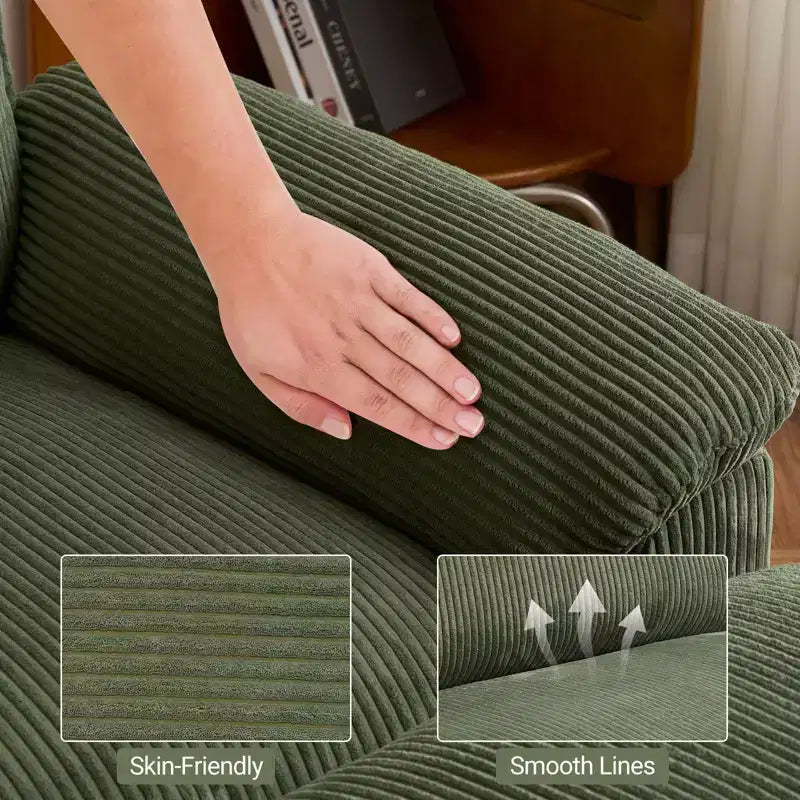 90" Off-White Corduroy Modular Cloud Couch with Ottoman
