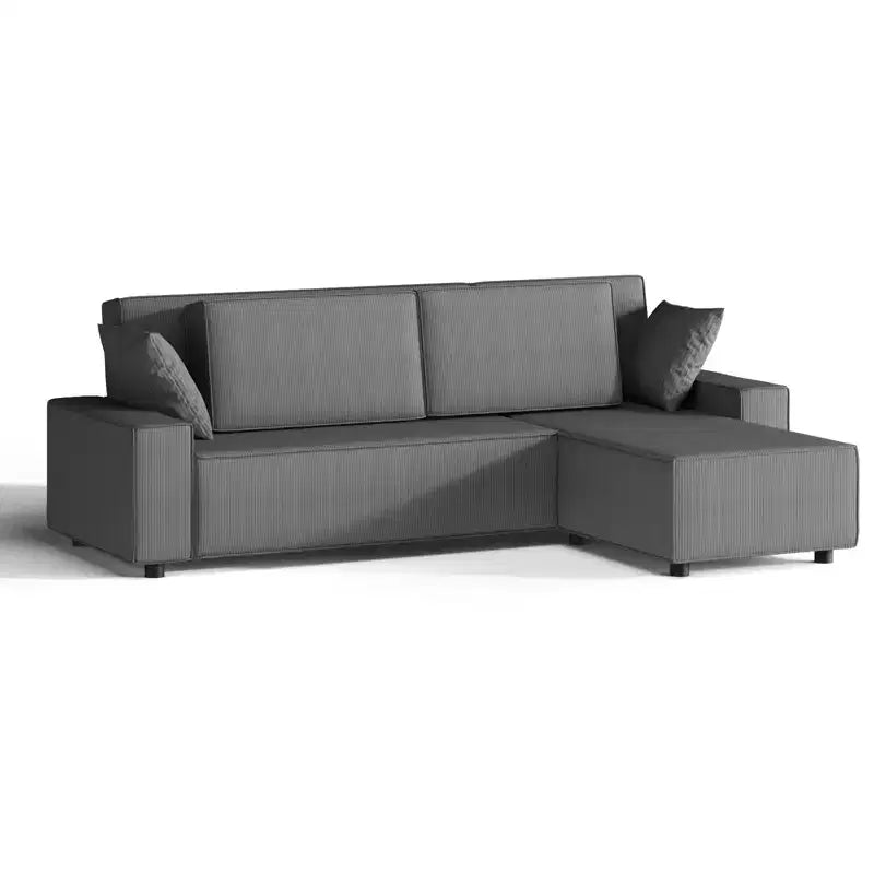 96" L-Shaped Corduroy Sectional Sofa with Chaise, Deep Seat