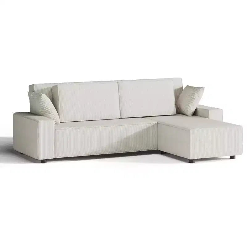 96" L-Shaped Corduroy Sectional Sofa with Chaise, Deep Seat