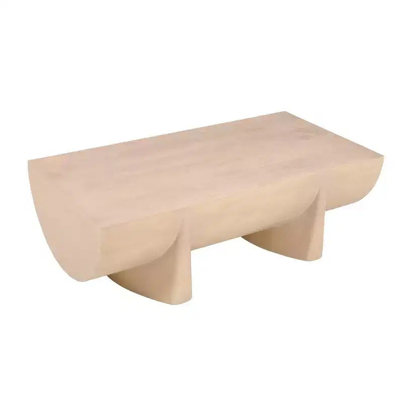 48" Rectangular Mango Wood Coffee Table, Natural Log Design