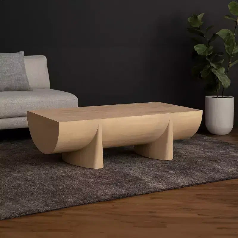 48" Rectangular Mango Wood Coffee Table, Natural Log Design