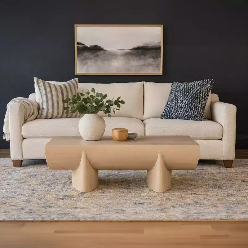 48" Rectangular Mango Wood Coffee Table, Natural Log Design