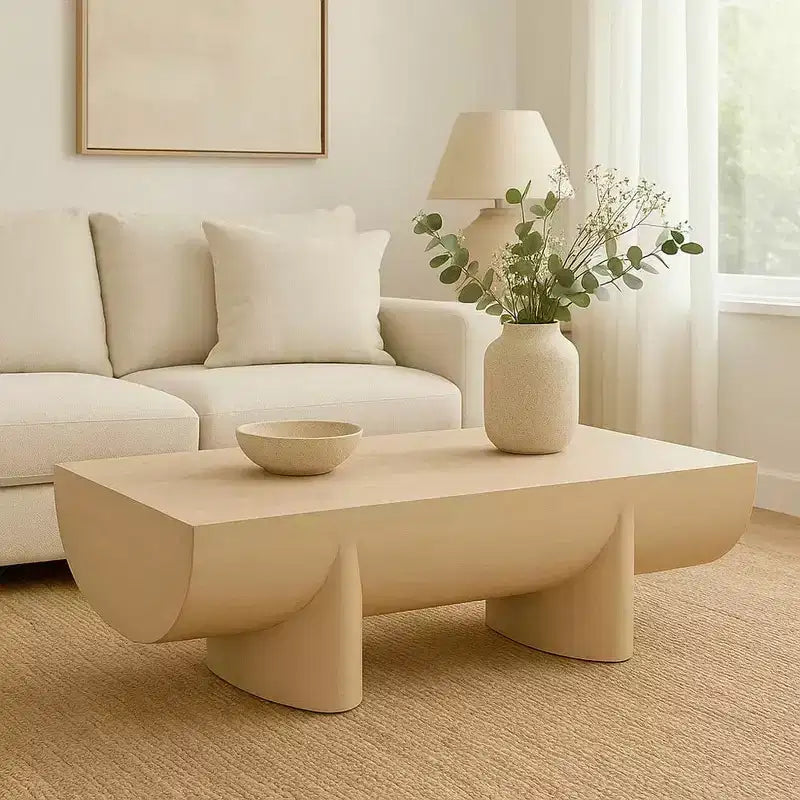 48" Rectangular Mango Wood Coffee Table, Natural Log Design