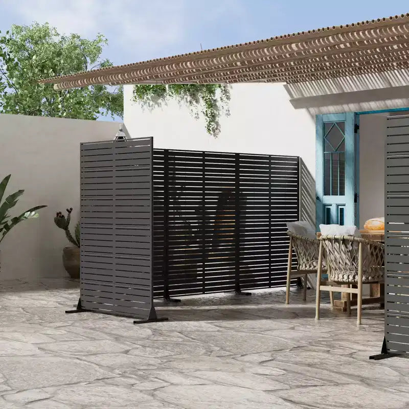 72" Outdoor Metal Privacy Screen, Decorative Garden Fence