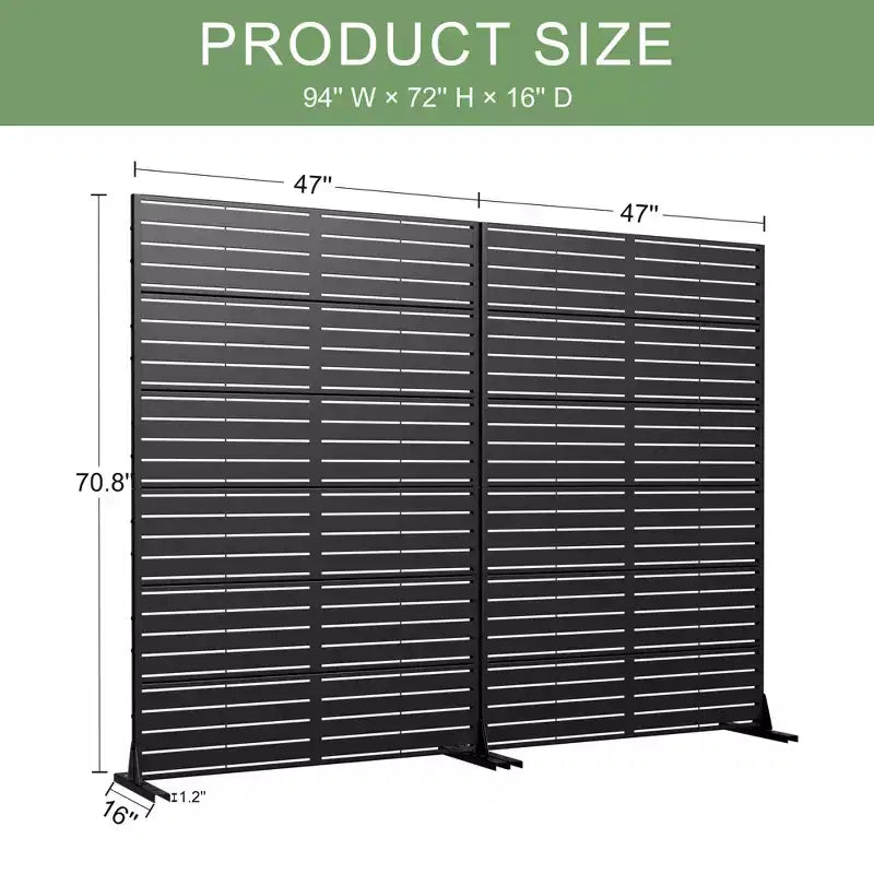 72" Outdoor Metal Privacy Screen, Decorative Garden Fence