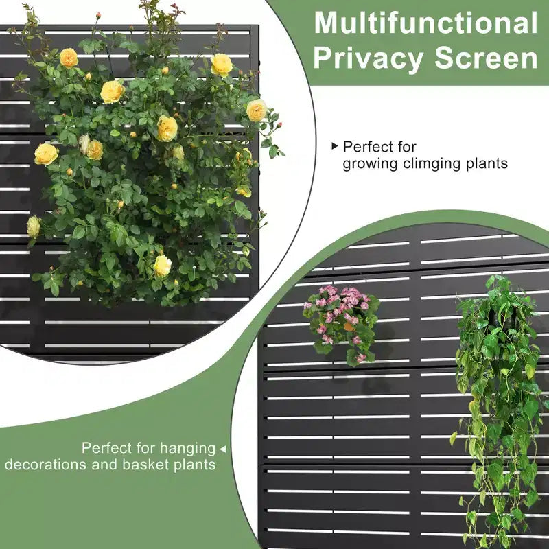 72" Outdoor Metal Privacy Screen, Decorative Garden Fence