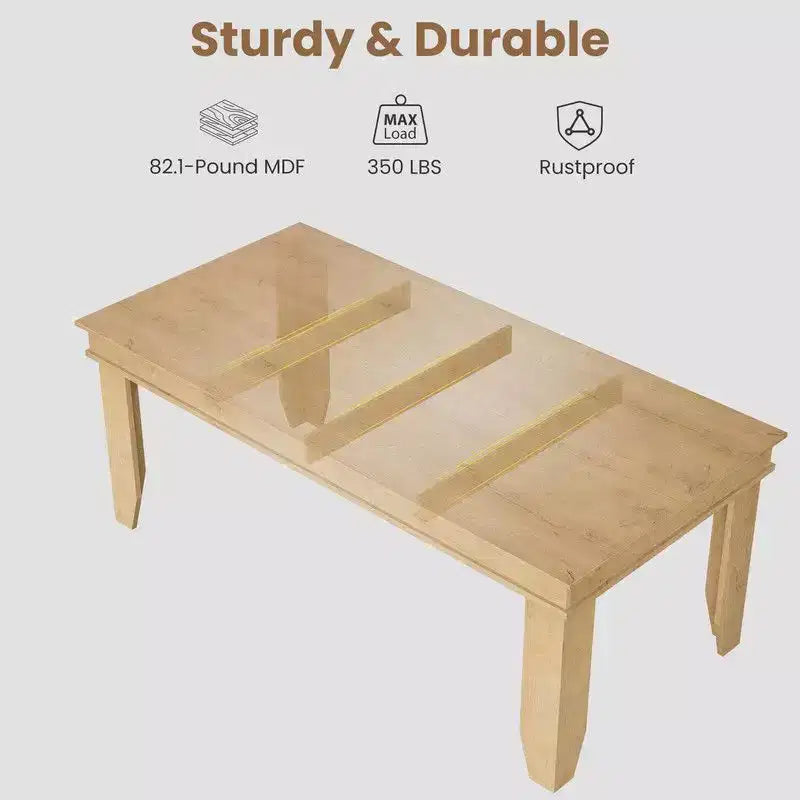 71" Farmhouse Wood Dining Table for 6-8