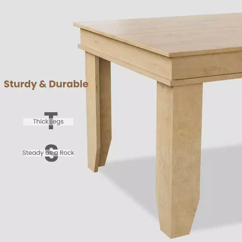 71" Farmhouse Wood Dining Table for 6-8