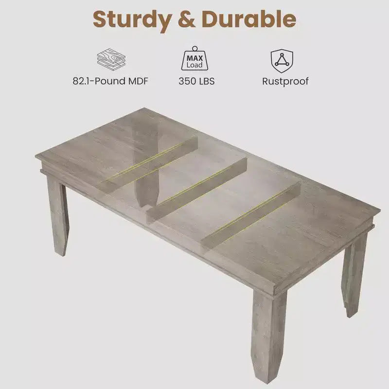 71" Farmhouse Wood Dining Table for 6-8