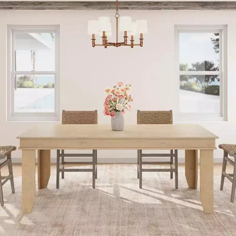 71" Farmhouse Wood Dining Table for 6-8