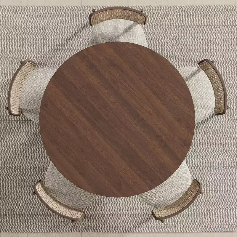 45" Round Wood Dining Table for 4, Farmhouse Modern