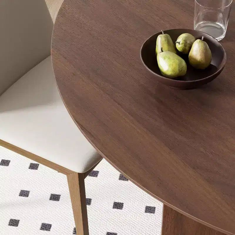 45" Round Wood Dining Table for 4, Farmhouse Modern