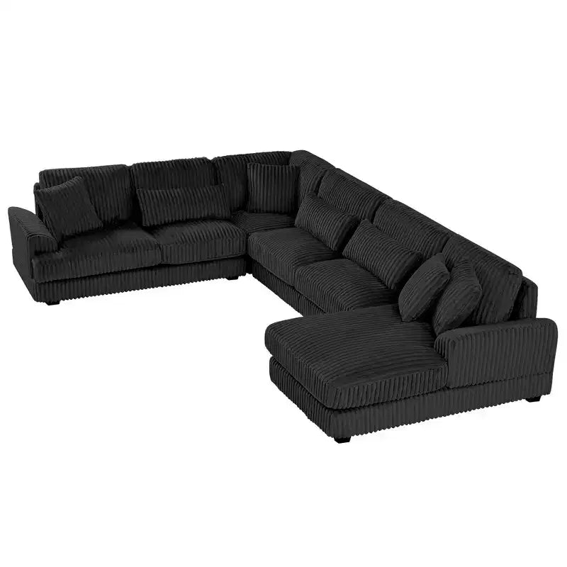 Oversized U-Shaped Corduroy Sectional Sofa with Chaise