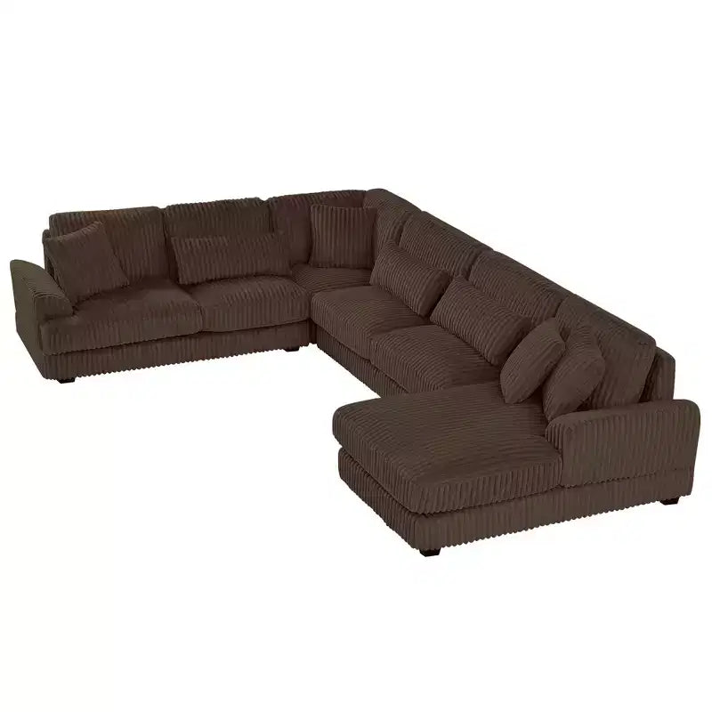 Oversized U-Shaped Corduroy Sectional Sofa with Chaise