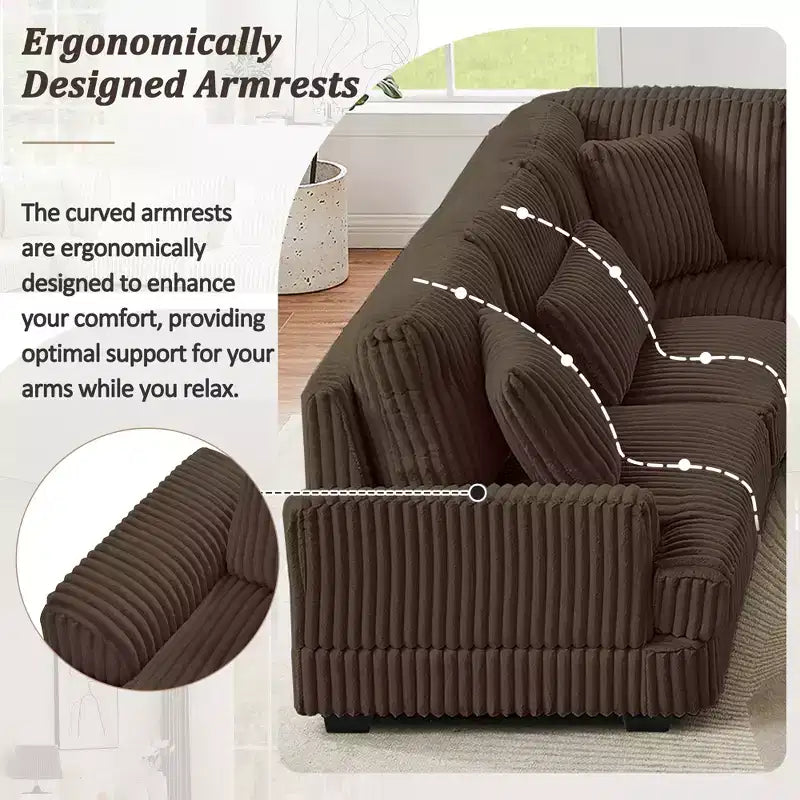 Oversized U-Shaped Corduroy Sectional Sofa with Chaise