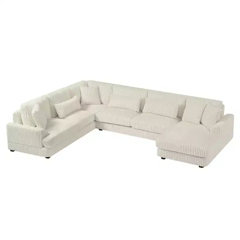 Oversized U-Shaped Corduroy Sectional Sofa with Chaise