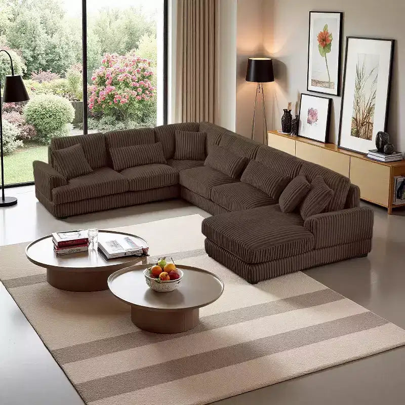 Oversized U-Shaped Corduroy Sectional Sofa with Chaise