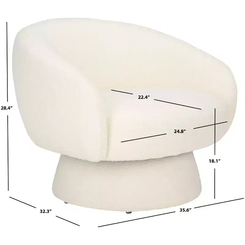 Ivory Boucle Swivel Accent Chair