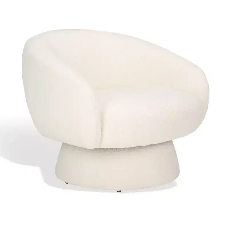 Ivory Boucle Swivel Accent Chair