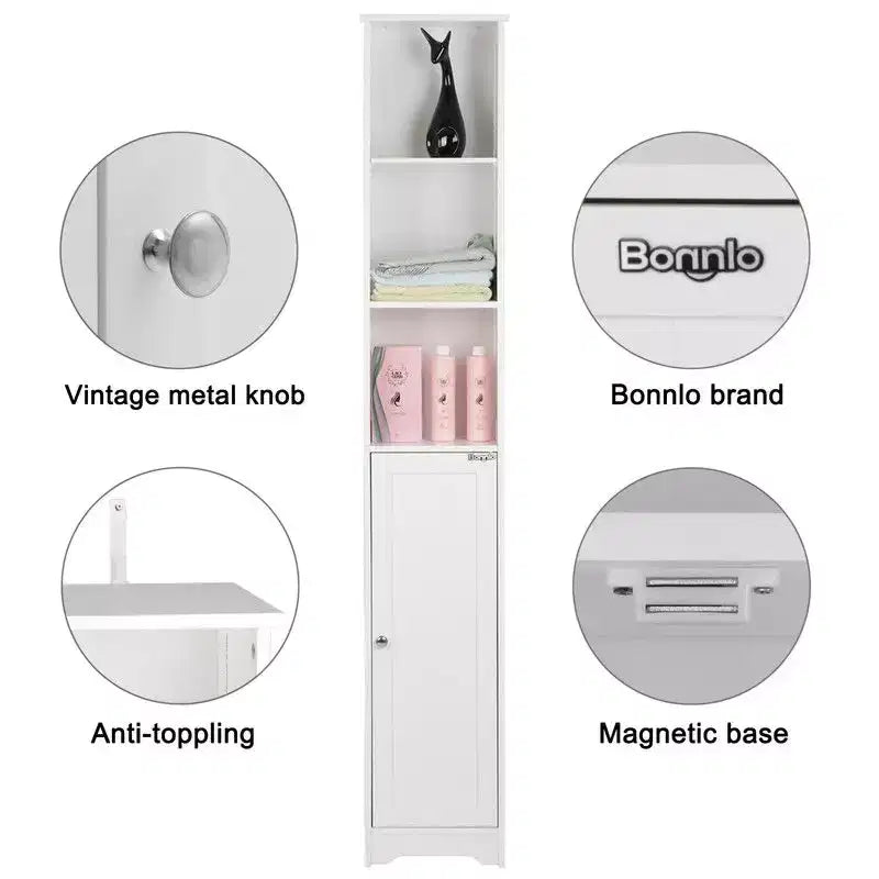 Freestanding Linen Cabinet, 5-Layer MDF Storage Tower