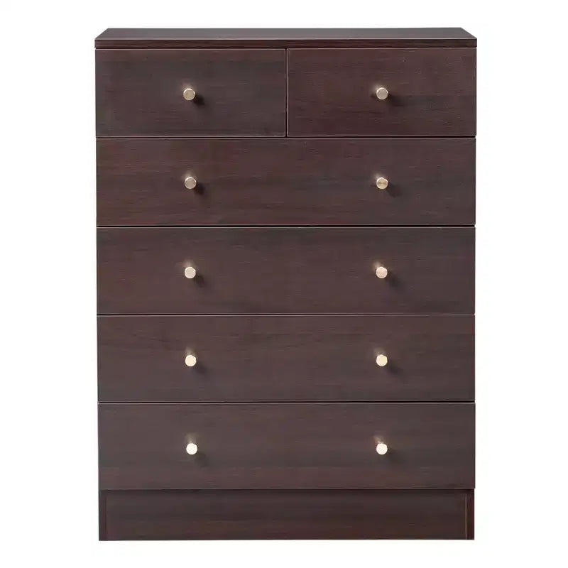 6-Drawer Brown Particle Board Chest of Drawers, 25.98" W