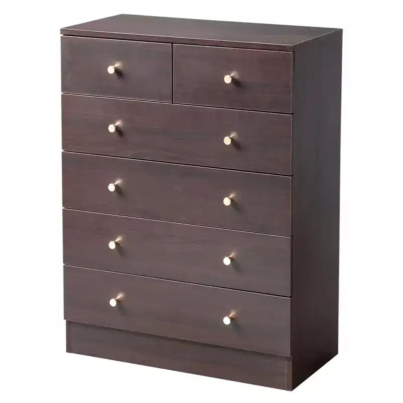 6-Drawer Brown Particle Board Chest of Drawers, 25.98" W
