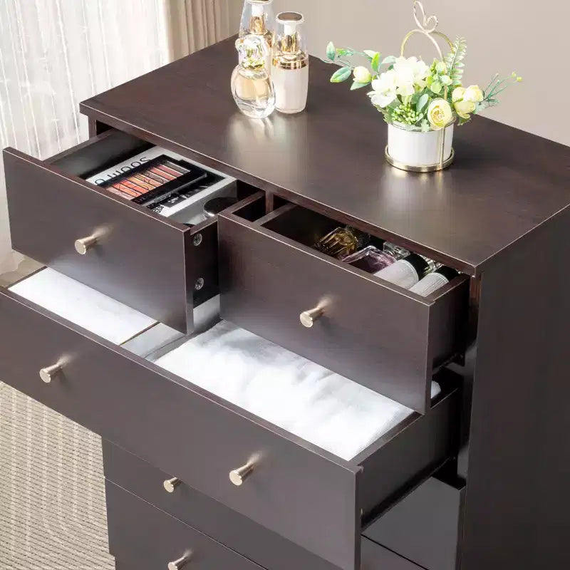 6-Drawer Brown Particle Board Chest of Drawers, 25.98" W