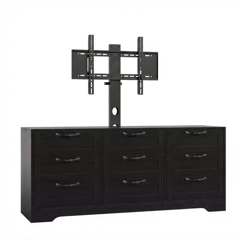 9-Drawer Dresser TV Stand with Adjustable Mount for 32"-85" TVs, White