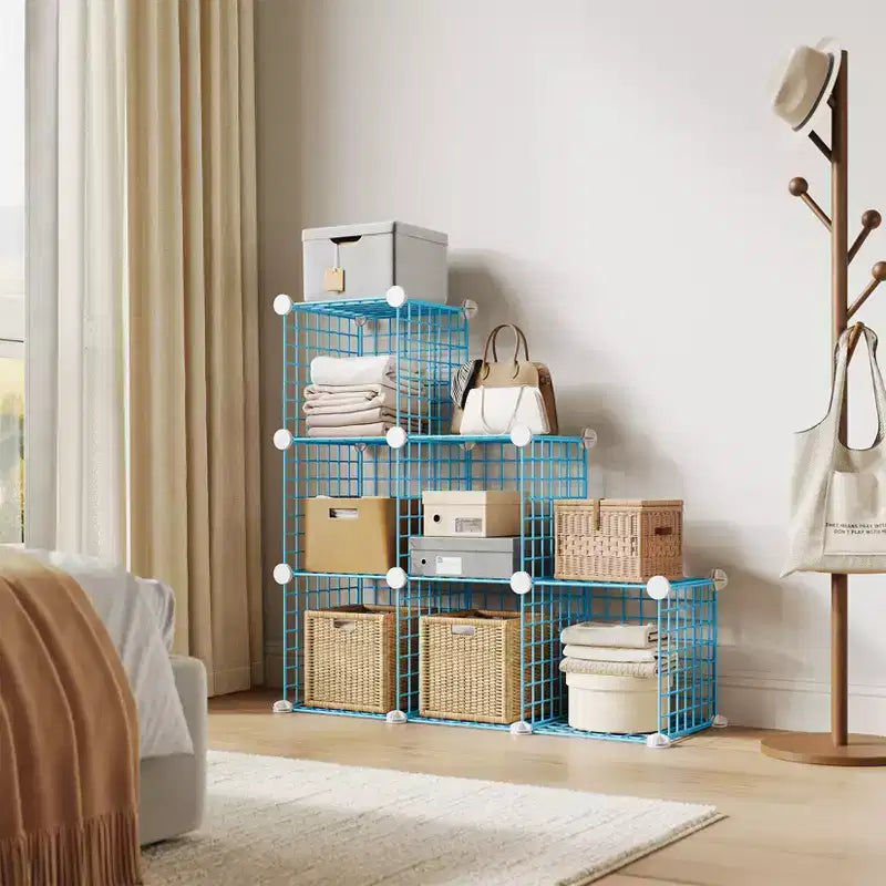 Modular 6-Cube Wire Grid Storage Organizer, Metal Shelving Unit