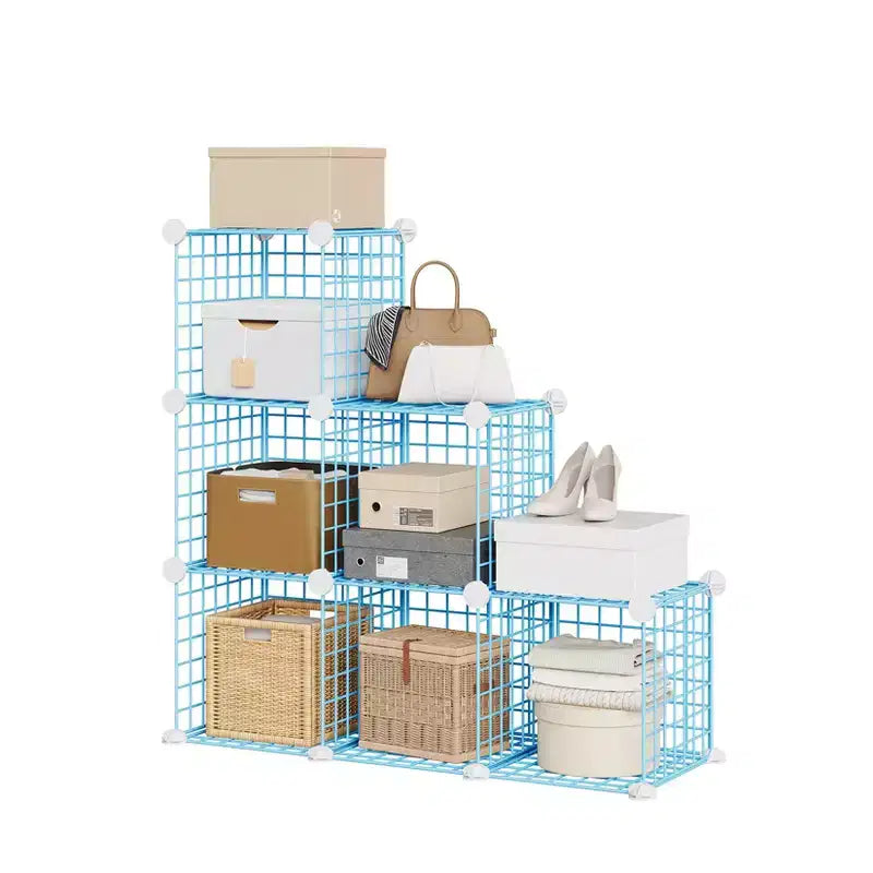 Modular 6-Cube Wire Grid Storage Organizer, Metal Shelving Unit