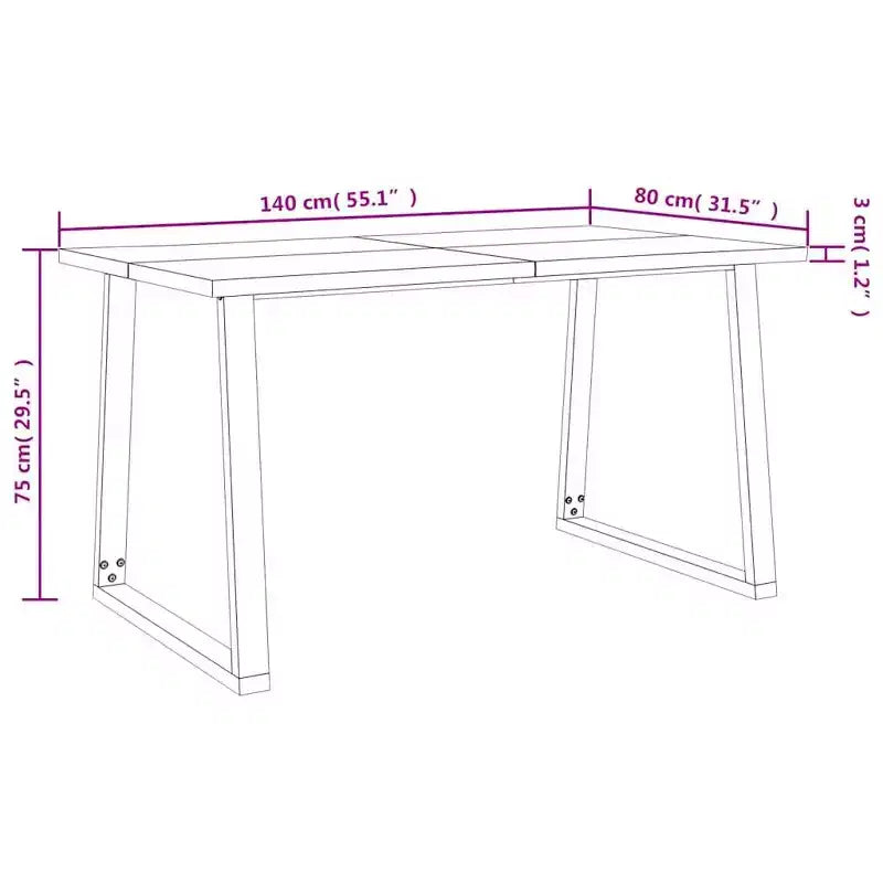 Live Edge Solid Acacia Wood Dining Table with Steel Legs, Seats 6