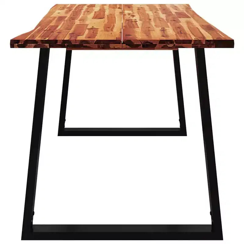 Live Edge Solid Acacia Wood Dining Table with Steel Legs, Seats 6