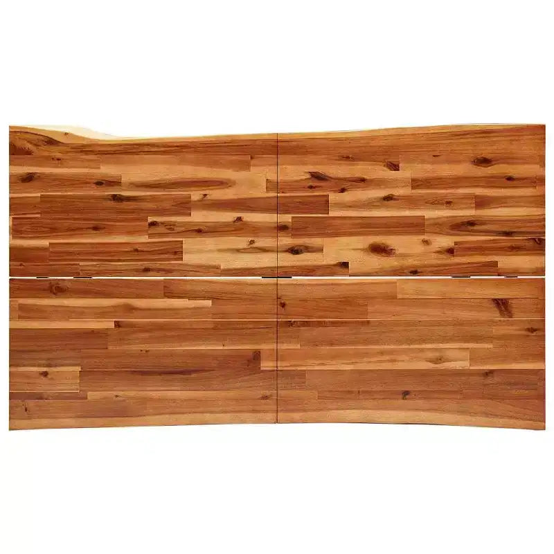 Live Edge Solid Acacia Wood Dining Table with Steel Legs, Seats 6