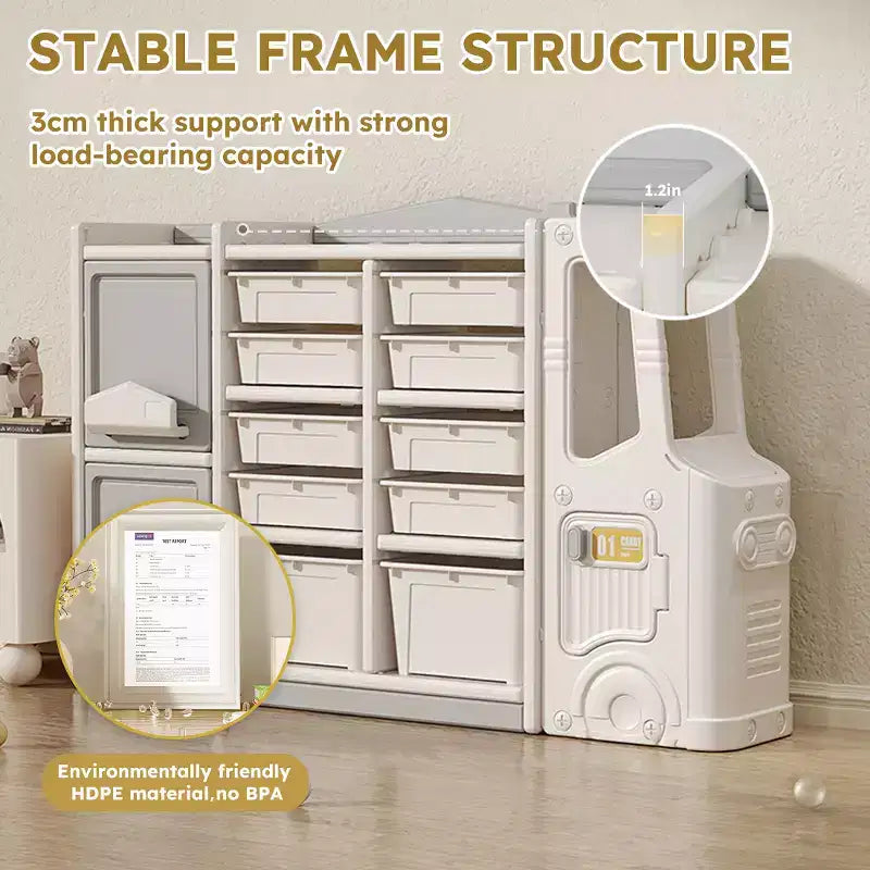 Kids Toy Storage Cabinet, Eco-Friendly HDPE, Multifunctional