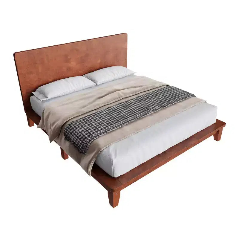 Full Platform Bed Frame with Headboard and Wood Slat Support